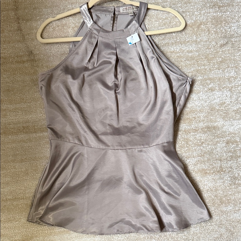 NWT Banana Republic Halter Satin-y Blouse in Light Silver